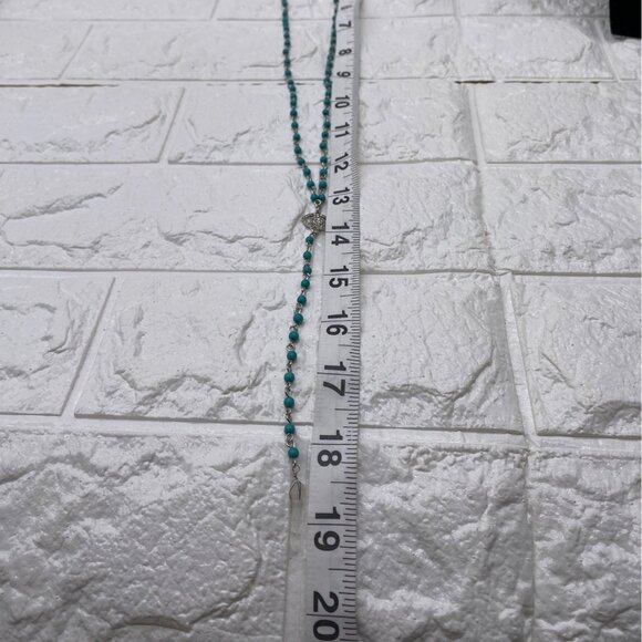 Evil Eye Beads Pendant Necklace Womens Turquoise Beads Silver Tone Handmade Jewe - Picture 6 of 8